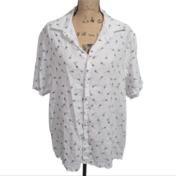Ted Baker Charon Short Sleeve Carrot Print Linen Shirt Size 6 US 2XL - Picture 2 of 11